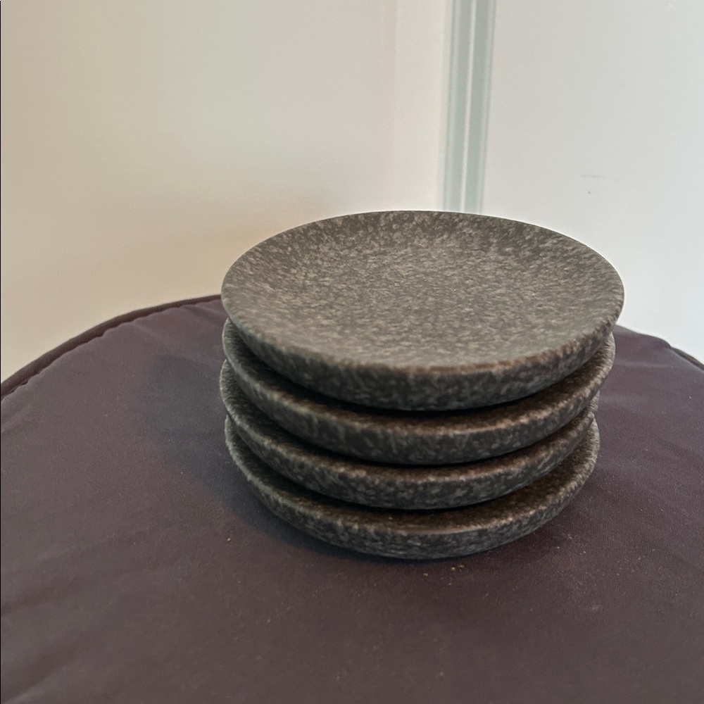 Set of Gray Stoneware Coasters